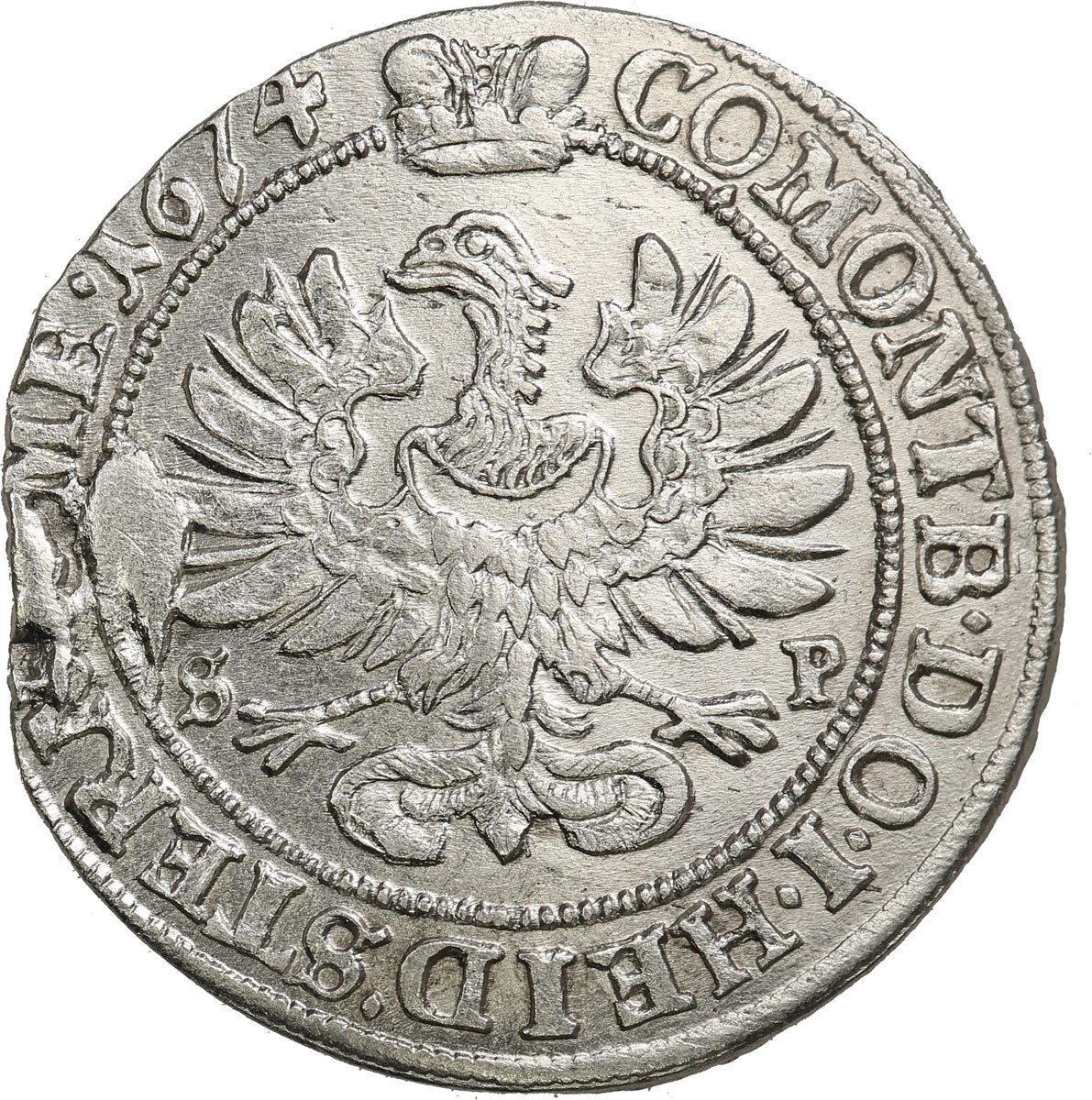 Śląsk, Księstwo Oleśnickie. Sylwiusz Fryderyk (1664-1697). 6 krajcarów 1674 SP, Oleśnica